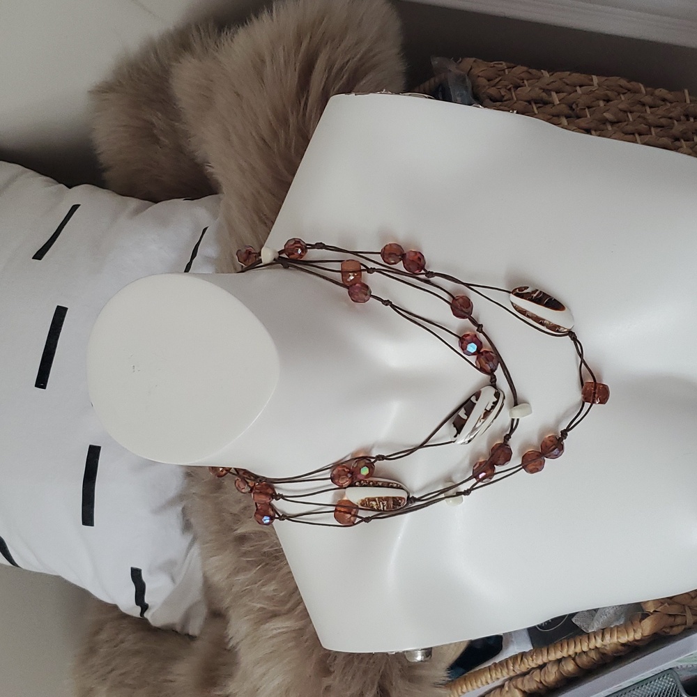 European Handmaid Artisan Infinity Beaded Necklace made with Cotton string